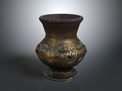 Dark Brown Decorative Vase With Gold Textured Surface For Home Decor 3d model