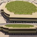 Ornate Circular Tree Pit With Green Grass And Decorative Stone Edges 3d model