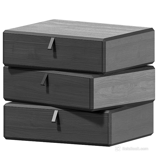Dark Wooden Chest of Drawers with Three Drawers and Sleek Modern Design 3d model 