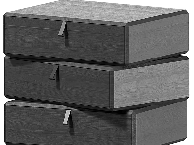 Dark Wooden Chest of Drawers with Three Drawers and Sleek Modern Design 3d model