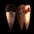 Traditional Teardrop Shaped Weapon Shields with Wooden Frames Red Strap And Metal Dome
