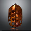 Red Ancient Helmet With Circular Holes Metallic Surface And Defensive Design 3d model