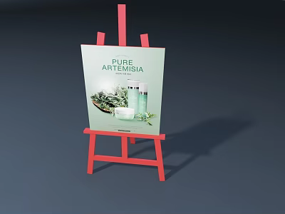 Red Easel Display Shelf With Fire Artemisia Product Advertising Board And 3d model
