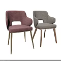 Modern Pink And Green Velvet Dining Chairs With Hollow Backrest And Golden Legs