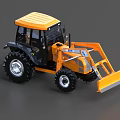 Yellow Cab Functional Tractor Vehicle With Front Loader And Large Tires 3d model