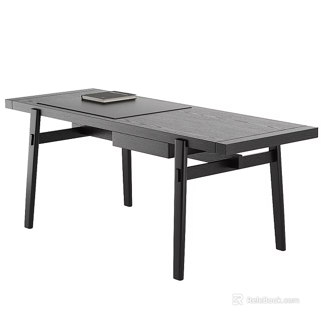 Modern Wooden Desk With Dark Surface Drawer Storage And Minimalist Design 3d model 