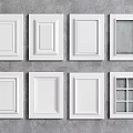 White Cabinet Door Designs With Various Styles Including Flat Panel And Glass Grid 3d model