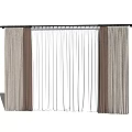 Modern Striped Curtains With White Sheer Center And Brown Beige Panels