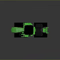 Green Tractor with Black Cabin and Yellow Track Wheels for Agricultural Use