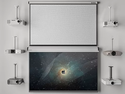 Professional Projection Monitoring System With Surrounding Projectors Central Projection Screen And Clear Visuals 3d model