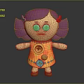 Cute Animated Game Character with Purple Pigtails Colorful Hairpins and Orange Polka Dot Dress