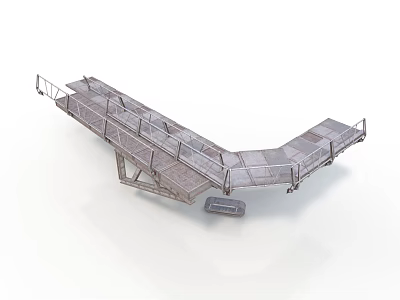 Movable Metal Ramp Platform With Guardrails For Event Or Industrial Use 3d model