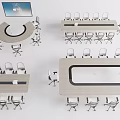 Modern Conference Tables In Round And Rectangular Shapes With Matching Chairs 3d model