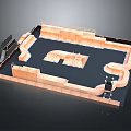 Cartoon Skate Park Scene With Wooden Ramps Platforms And Black Surface