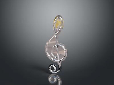 Modern Transparent Crystal G Clef Shaped Household Item With Reflective Surface 3d model