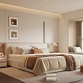 Modern Bedroom Interior Design With Bed Framed Art Pendant Lights And Soft Rug