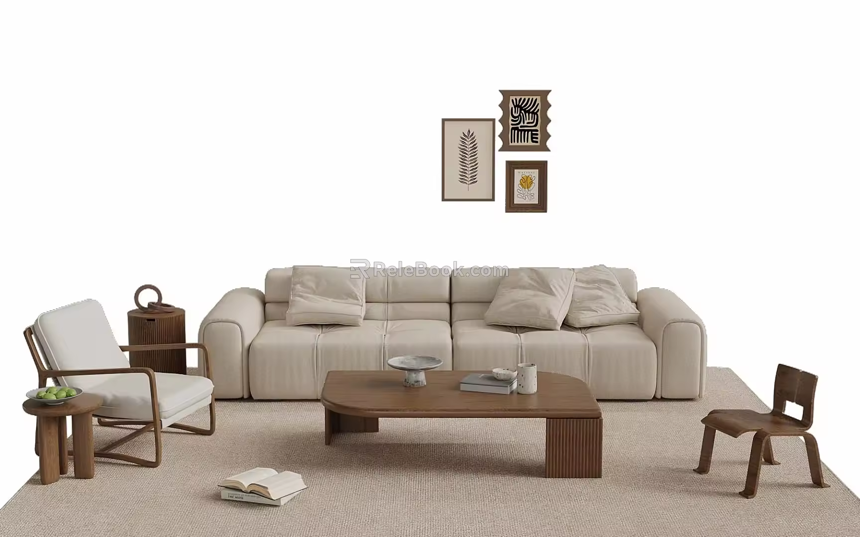 Mid-ancient style sofa coffee table combination 3d model