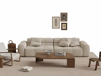 Mid-ancient style sofa coffee table combination 3d model