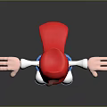Cartoon Man With Red Cap White Long Sleeve Shirt And Blue Pants Arms Outstretched