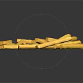 Appetizing Crispy Golden French Fries Heap Arranged On Black Background Surface