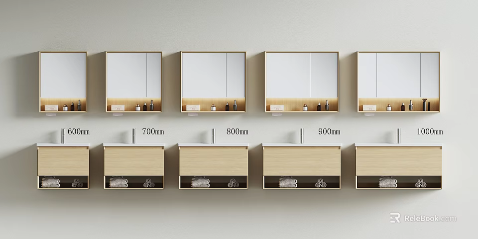 Modern Bathroom Cabinet With Mirror And Various Sizes For Storage Functionality 3d model