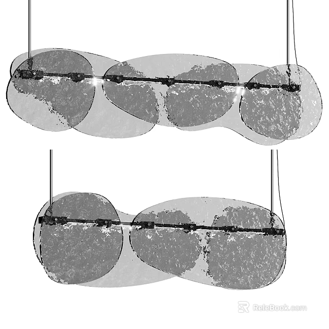 Modern Chandelier Design With Multiple Transparent Shades Hanging From Ceiling 3d model