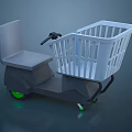 Gray Shopping Scooter With White Basket And Green Wheels For Grocery Use