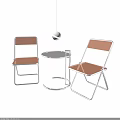 Modern Leisure Chairs With Brown Leather Seat And Metal Frame Plus Round Black Side Table