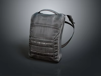 Stylish Gray Leather Backpack With Stitched Details For Daily Use 3d model