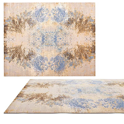 Beige Blue Brown Abstract Symmetrical Artistic Square Rug With Intricate Patterns 3d model