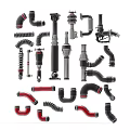 Plumbing Pipe Fittings Collection Of Various Types And Shapes With Red Black Connectors