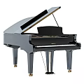 Black Grand Piano With Glossy Exterior And Classic Style