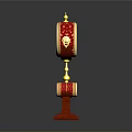Traditional Decorative Household Item With Red Base Circular Colorful Patterns And Purple Tassels