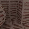 Spherical Red Brick Structural Element With Textured Wall Background And Light Effects 3d model