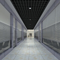 Corporate public corridor aisle 3d model