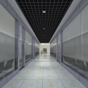 Corporate public corridor aisle 3d model