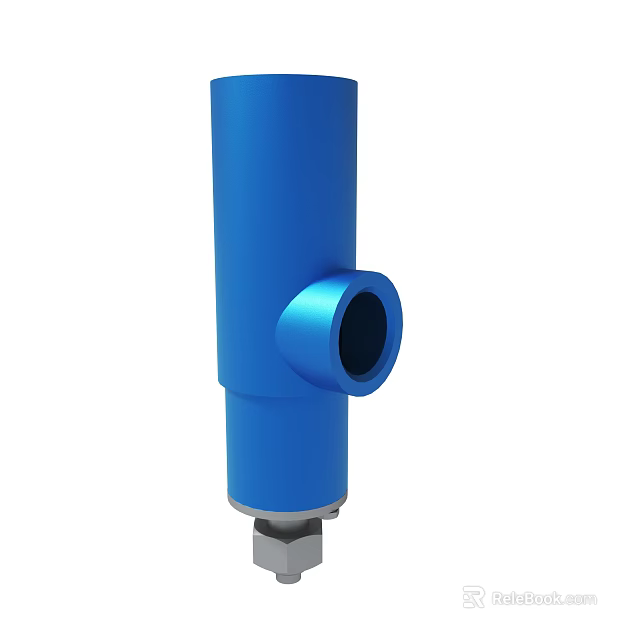 Blue Industrial Valve With Cylindrical Body And Side Circular Port Design 3d model 