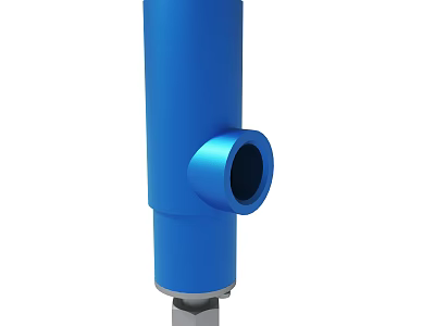 Blue Industrial Valve With Cylindrical Body And Side Circular Port Design 3d model