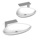 Modern White Oval Ceramic Washbasin with Silver Faucet Countertop Design