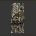 Rustic Wooden Stump Ornament Featuring Bark Texture Burl And Moss Accents