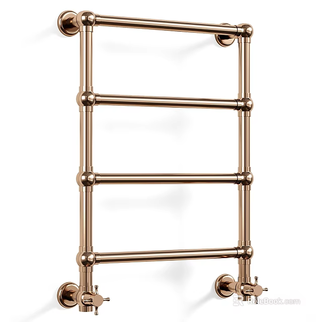 Elegant Gold Bathroom Towel Rack With Multiple Horizontal Bars And Modern Design 3d model 