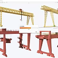 Industrial Gantry Cranes With Different Designs Yellow Red Colors Lifting Hooks And Rail Systems