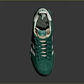 Green Suede Casual Sports Shoes With White Stripes And White Sole