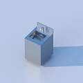 Light Blue Modern Minimalist Cube Shaped Washbasin With Sleek Faucet Design
