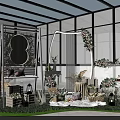 Stylish Photo Spot With Floral Arched Decor And Mirror Greenery Table Setup And Window Backdrop