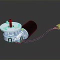 Electric Motor With Silver Metal Housing Black Cylindrical Body And Wiring Harness Connector
