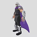 Game And Movie Character In Silver Armor With Purple Cape And Spiked Decorations