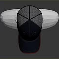 Modern Black Cap With Red Trim On Mannequin Head Gray Background 3d model