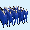 Group of Uniformed Personnel in Blue Uniforms With White Caps Standing in Formation