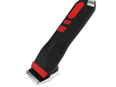 Black And Red Handheld Electric Trimmer With Metal Blades And Buttons 3d model